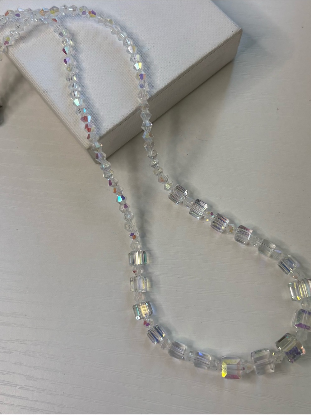 Crystal Aurora Beaded Necklace - Clear
